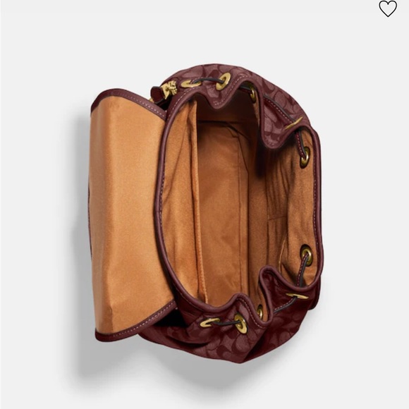 Coach Wine Sullivan Backpack In Signature Chambray - Picture 7 of 17